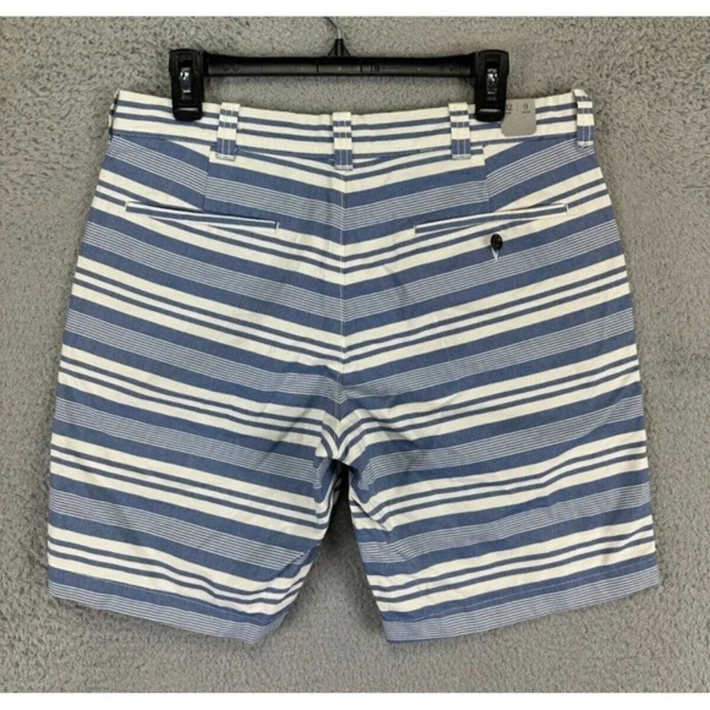 J. Crew Shorts Mens 32X9 Blue Striped Khakis Chino Flat Front NEW